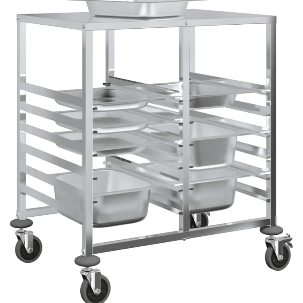 vidaXL Dienbladenwagen met 12 GN-bakken 75x55x87 cm roestvrij staal