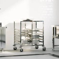 vidaXL Dienbladenwagen met 12 GN-bakken 75x55x87 cm roestvrij staal