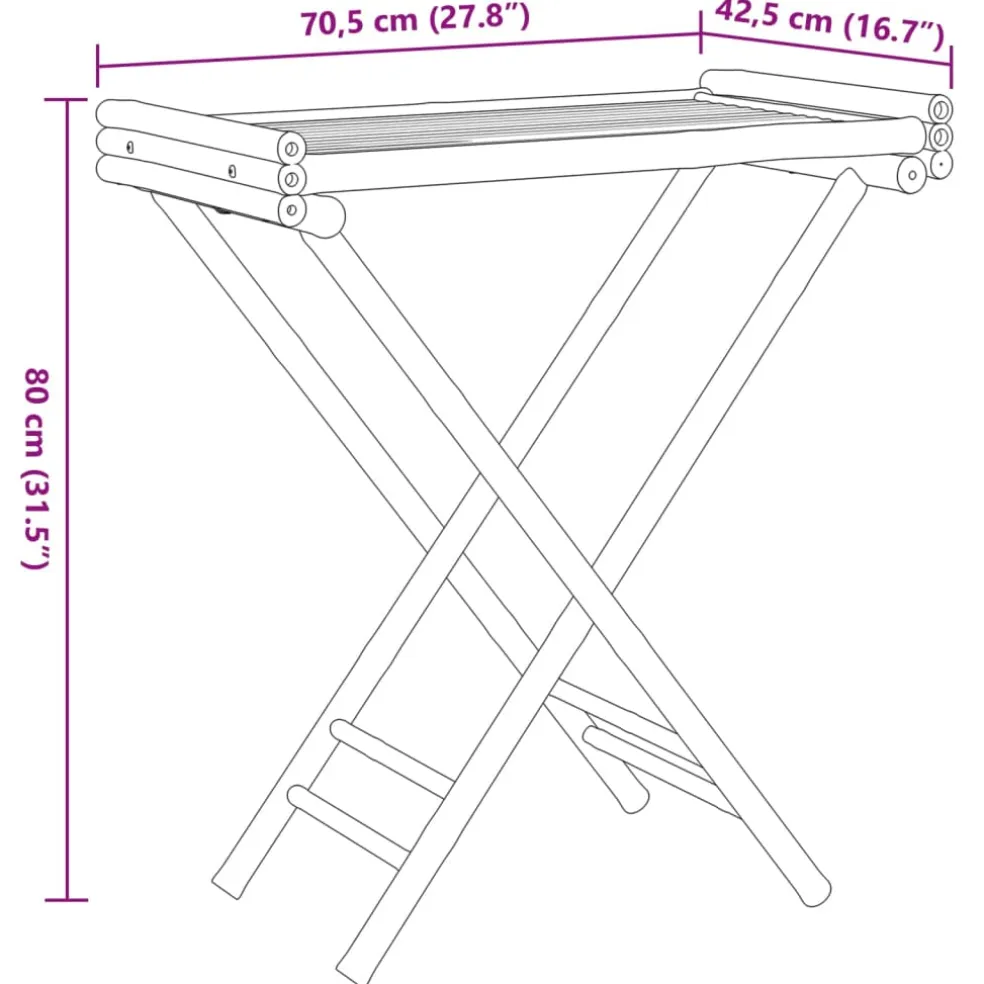 vidaXL Dienbladtafel inklapbaar 70,5x42,5x80 cm bamboe