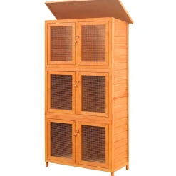 vidaXL Dierenhok 6 kamers hout