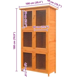 vidaXL Dierenhok 6 kamers hout