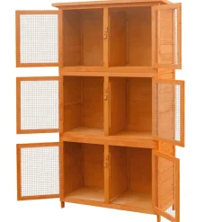 vidaXL Dierenhok 6 kamers hout