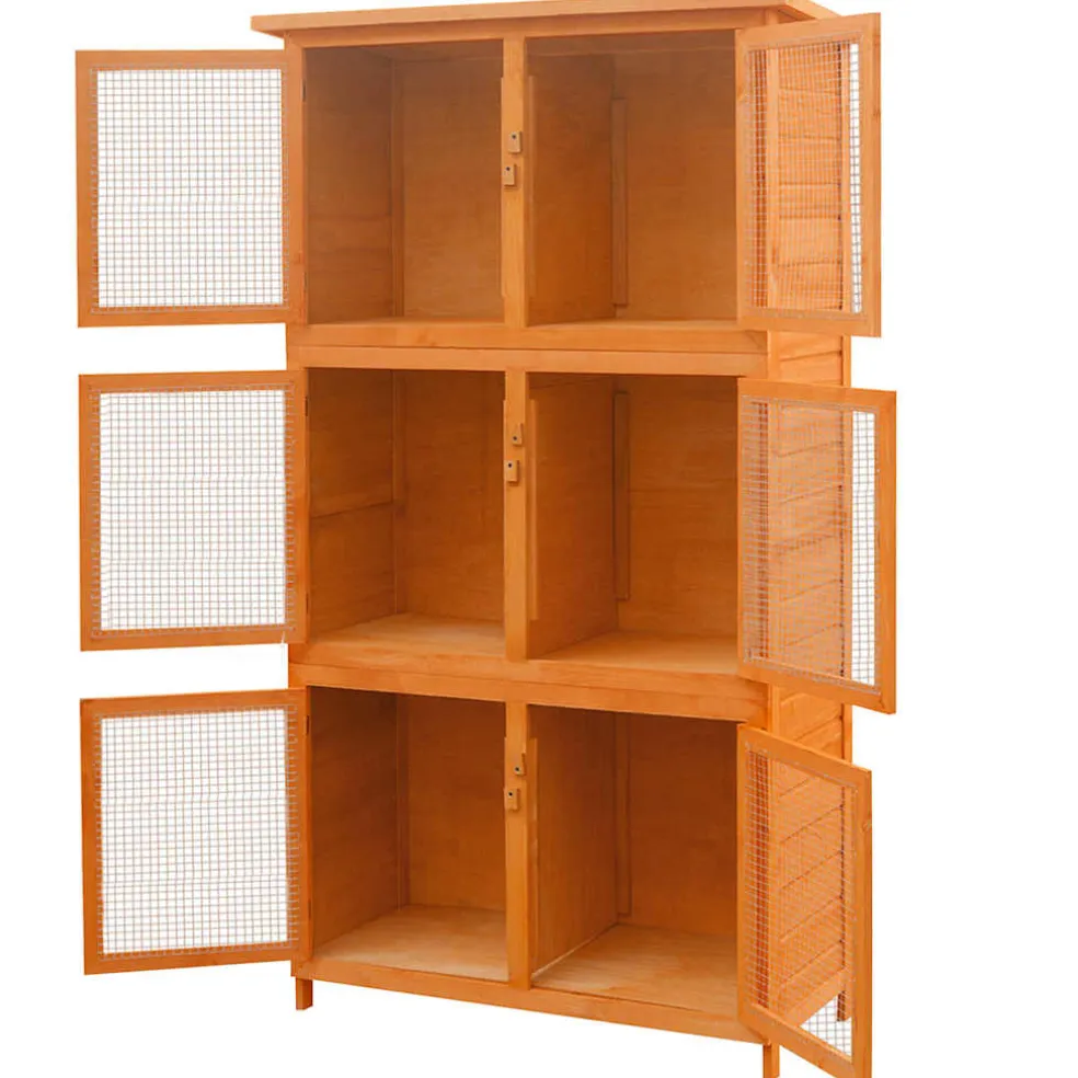 vidaXL Dierenhok 6 kamers hout
