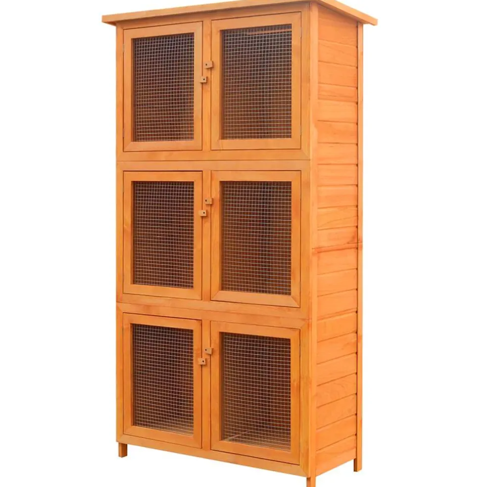 vidaXL Dierenhok 6 kamers hout