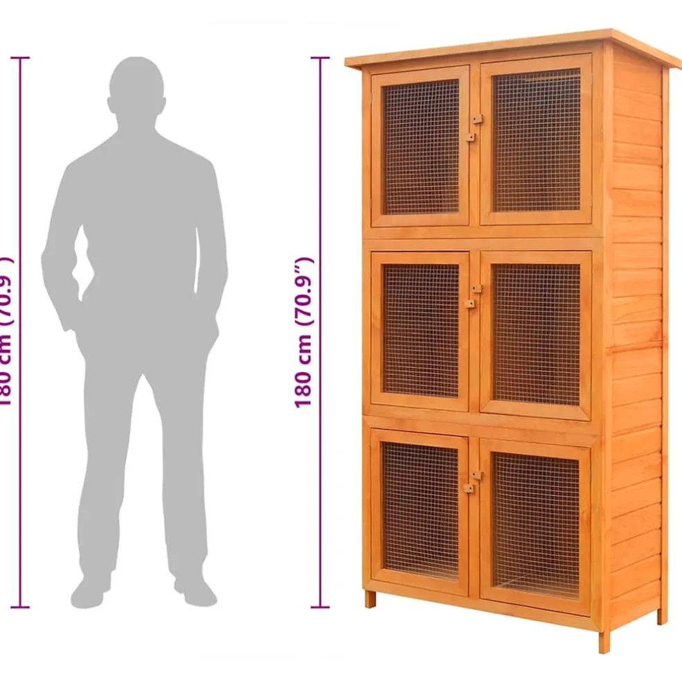 vidaXL Dierenhok 6 kamers hout
