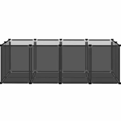 vidaXL Dierenhok klein 144x74x46,5 cm polypropeen en staal zwart