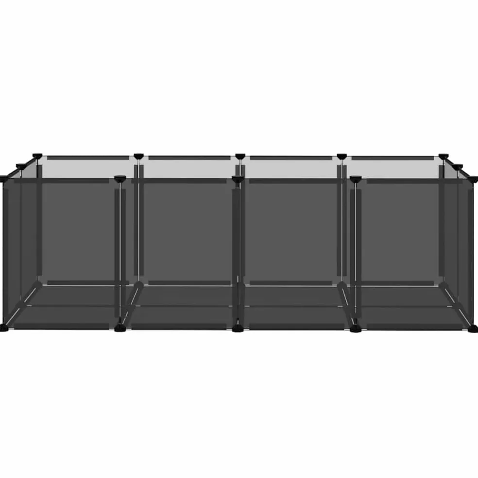 vidaXL Dierenhok klein 144x74x46,5 cm polypropeen en staal zwart