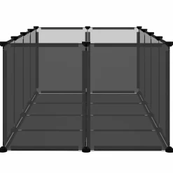 vidaXL Dierenhok klein 144x74x46,5 cm polypropeen en staal zwart