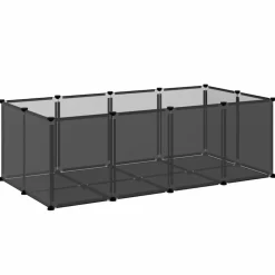 vidaXL Dierenhok klein 144x74x46,5 cm polypropeen en staal zwart