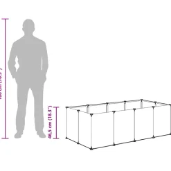 vidaXL Dierenhok klein 144x74x46,5 cm polypropeen en staal zwart