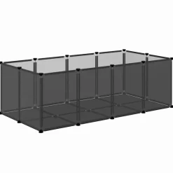 vidaXL Dierenhok klein 144x74x46,5 cm polypropeen en staal zwart