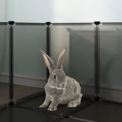 vidaXL Dierenhok klein 144x74x46,5 cm polypropeen en staal zwart
