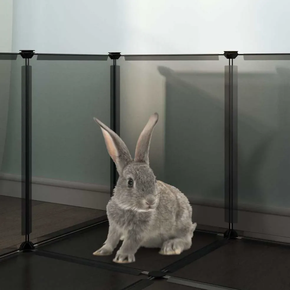 vidaXL Dierenhok klein 144x74x46,5 cm polypropeen en staal zwart