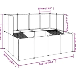 vidaXL Dierenhok klein 143x107x93 cm polypropeen en staal transparant