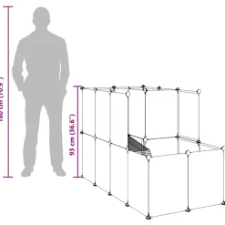 vidaXL Dierenhok klein 142x74x93 cm polypropeen en staal transparant