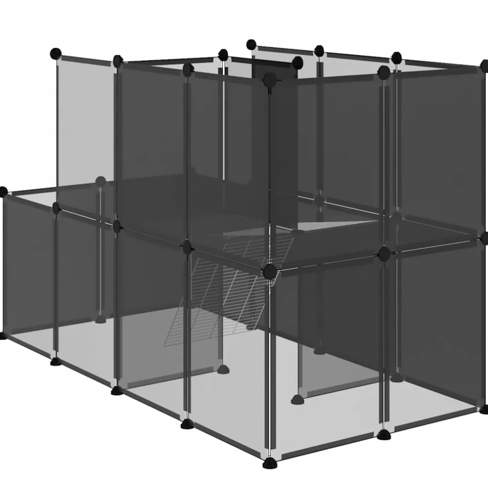 vidaXL Dierenhok klein 142x74x93 cm polypropeen en staal zwart