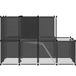 vidaXL Dierenhok klein 142x74x93 cm polypropeen en staal zwart