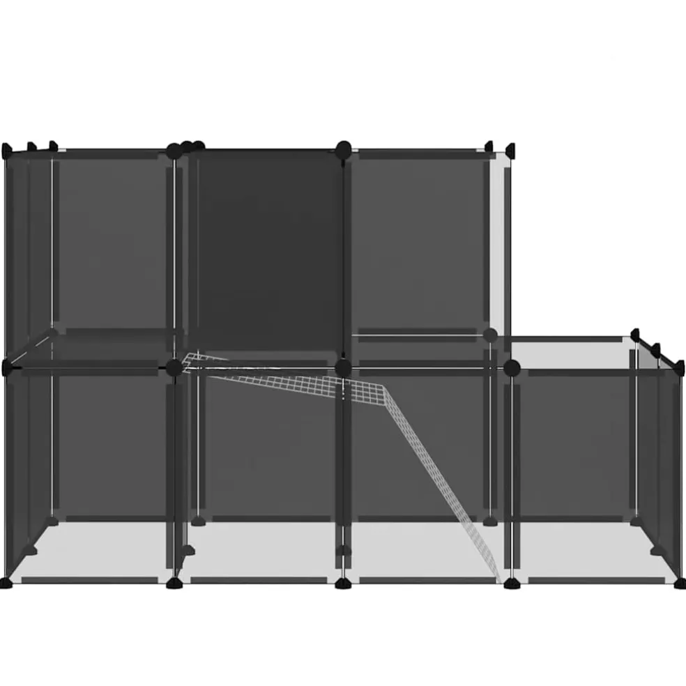 vidaXL Dierenhok klein 142x74x93 cm polypropeen en staal zwart