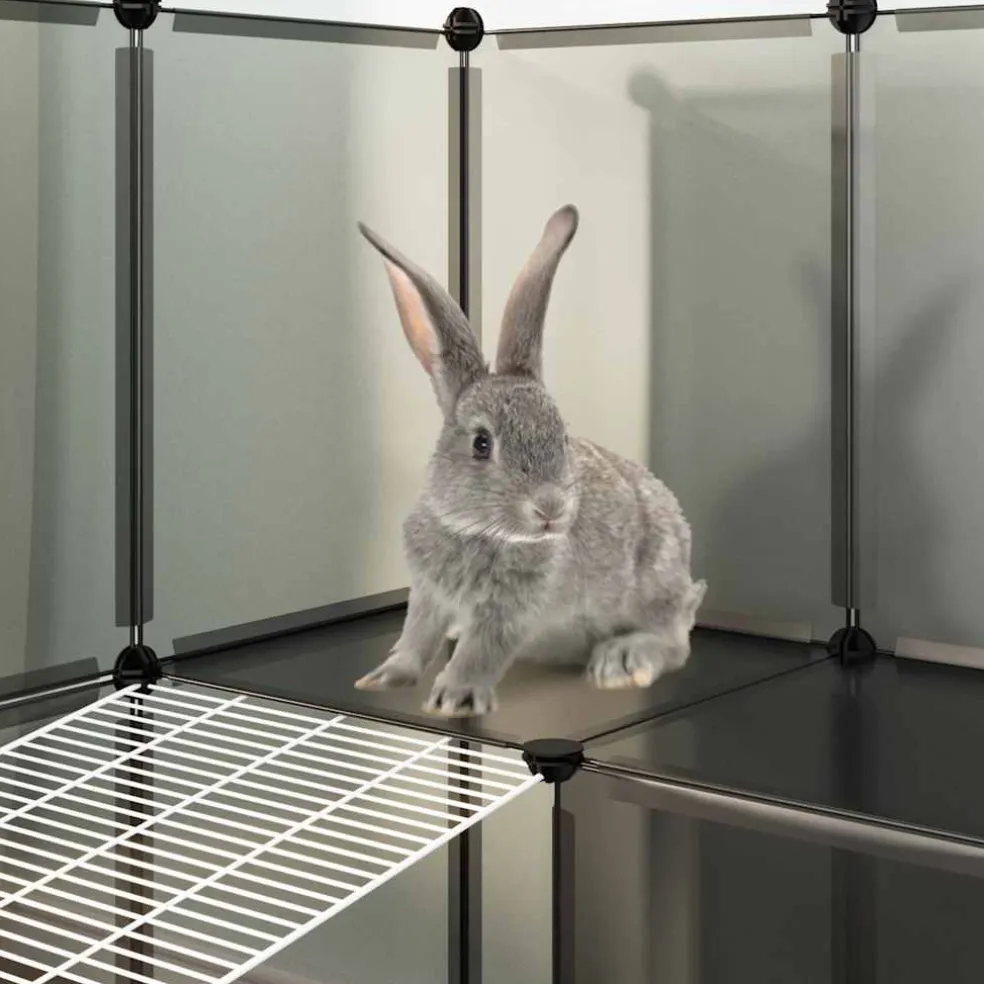 vidaXL Dierenhok klein 142x74x93 cm polypropeen en staal zwart