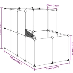 vidaXL Dierenhok klein 142x74x93 cm polypropeen en staal zwart