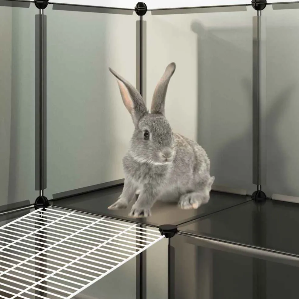 vidaXL Dierenhok klein 143x107x93 polypropeen en staal zwart