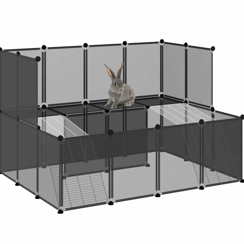 vidaXL Dierenhok klein 143x107x93 polypropeen en staal zwart