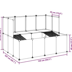 vidaXL Dierenhok klein 143x107x93 polypropeen en staal zwart