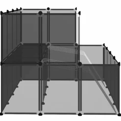 vidaXL Dierenhok klein 143x107x93 polypropeen en staal zwart