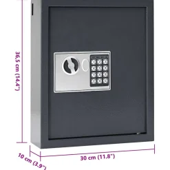 vidaXL Digitale kluis met slot Donkergrijs 30 x 10 x 36,5 cm Staal