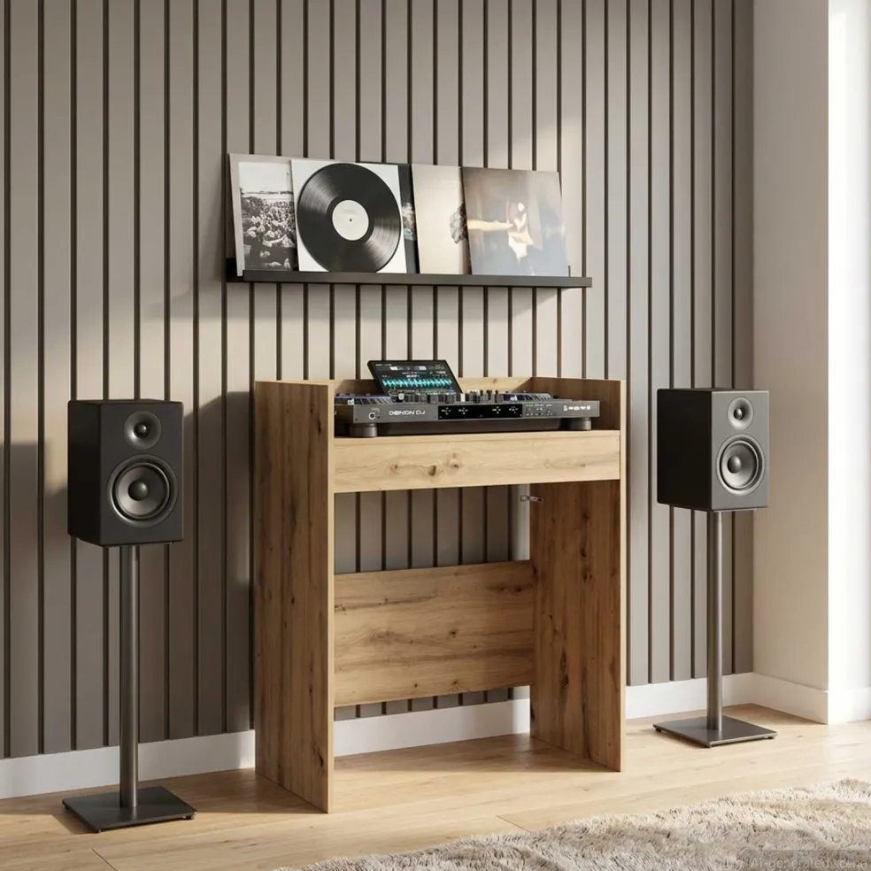 vidaXL DJ Tafel Artisanaal eiken 102 x 45 x 102 cm Bewerkt hout