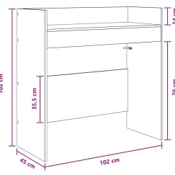 vidaXL DJ Tafel Betongrijs 102 x 45 x 102 cm Bewerkt hout