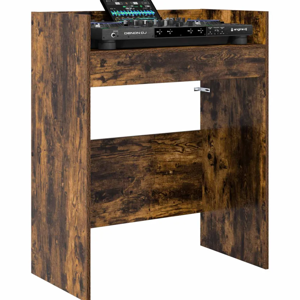 vidaXL DJ Tafel Gerookt eiken 102 x 45 x 102 cm Bewerkt hout