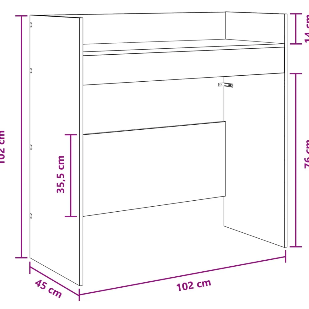 vidaXL DJ Tafel Sonoma Eiken 102 x 45 x 102 cm Bewerkt hout