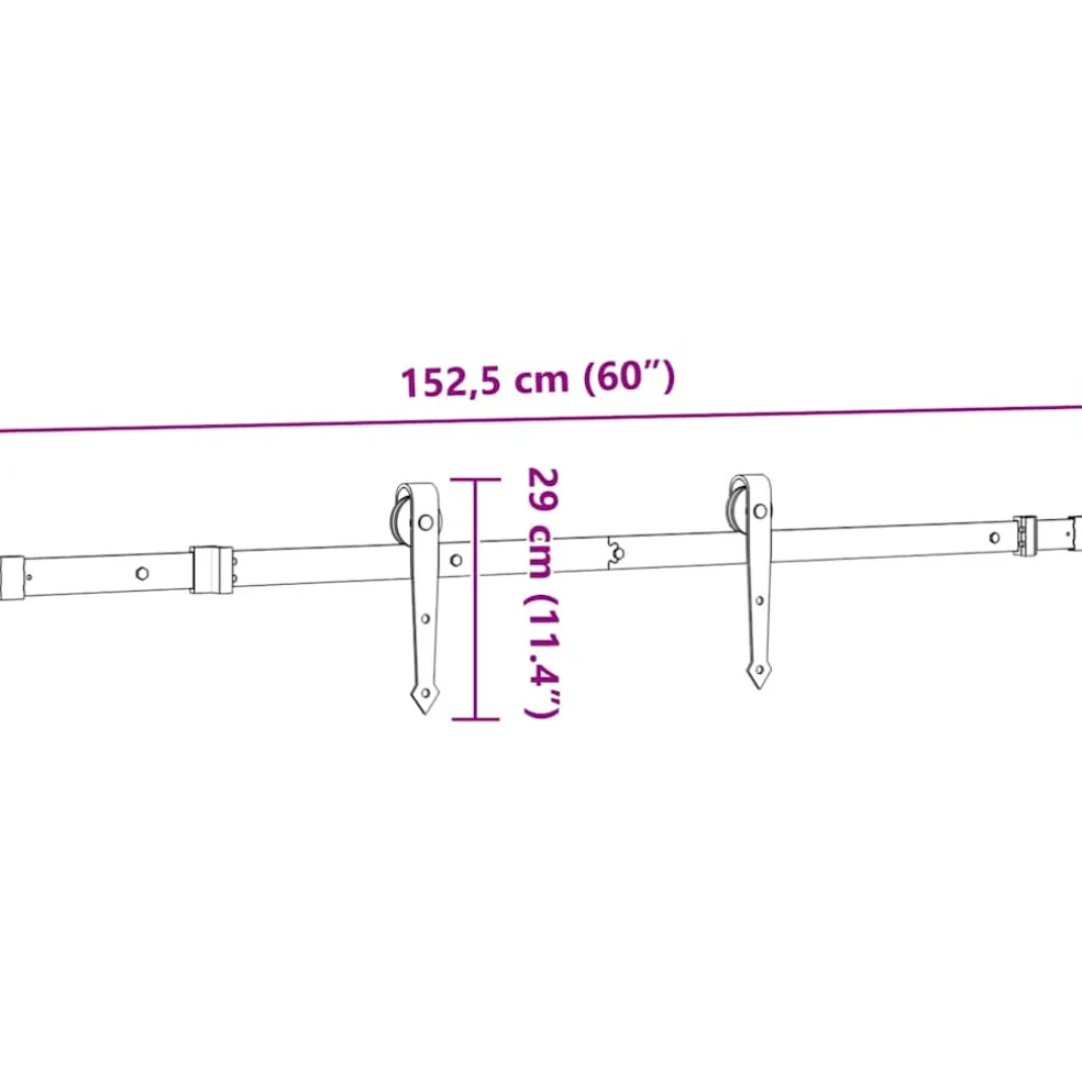 vidaXL Doos met onderdelen voor schuifdeur 152,5 cm staal zwart