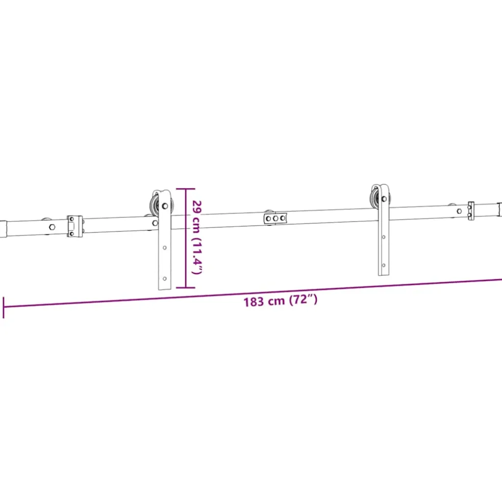 vidaXL Doos met onderdelen voor schuifdeur 183 cm staal zwart