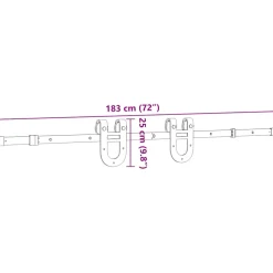 vidaXL Doos met onderdelen voor schuifdeur 183 cm staal zwart