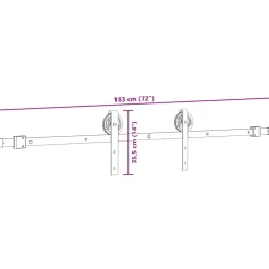 vidaXL Doos met onderdelen voor schuifdeur 183 cm staal zwart