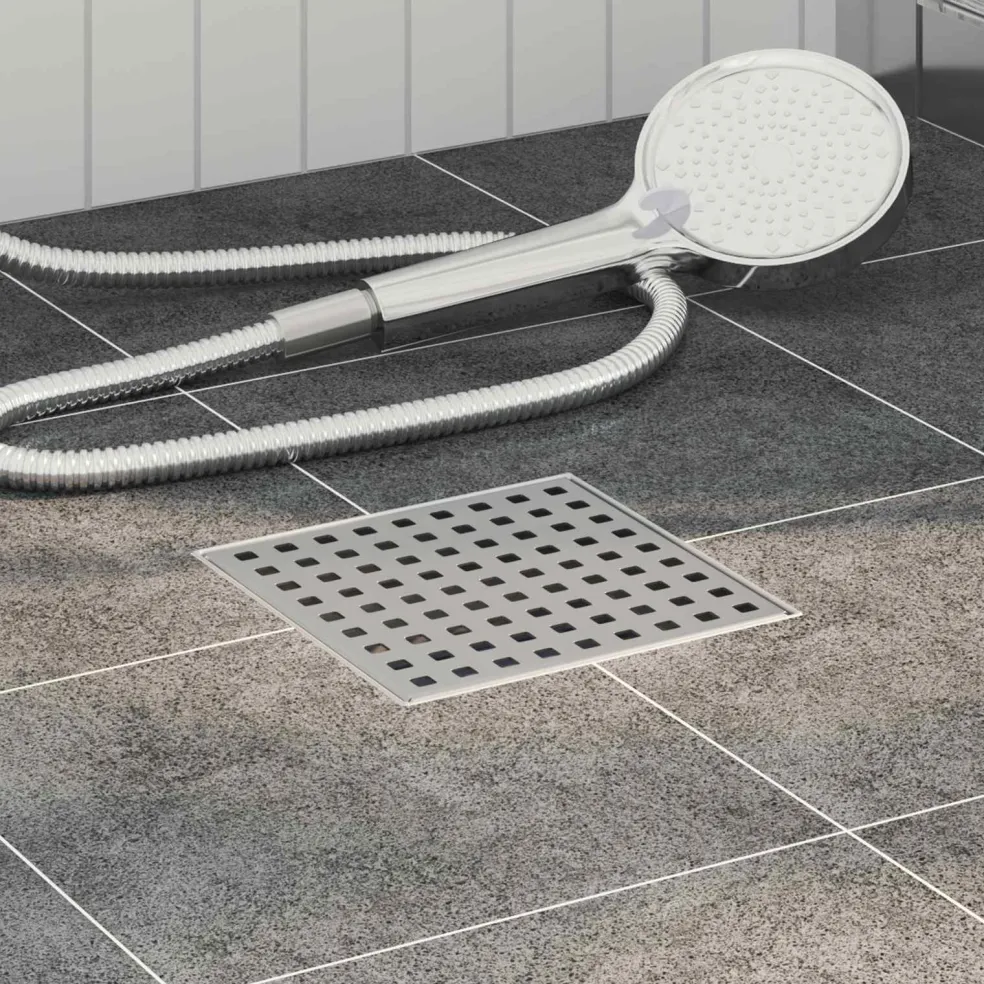 vidaXL Dot doucheafvoer Zilver 15 x 15 cm Roestvrij staal 304