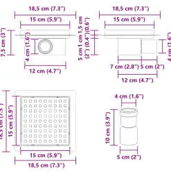 vidaXL Dot doucheafvoer Zilver 15 x 15 cm Roestvrij staal 304