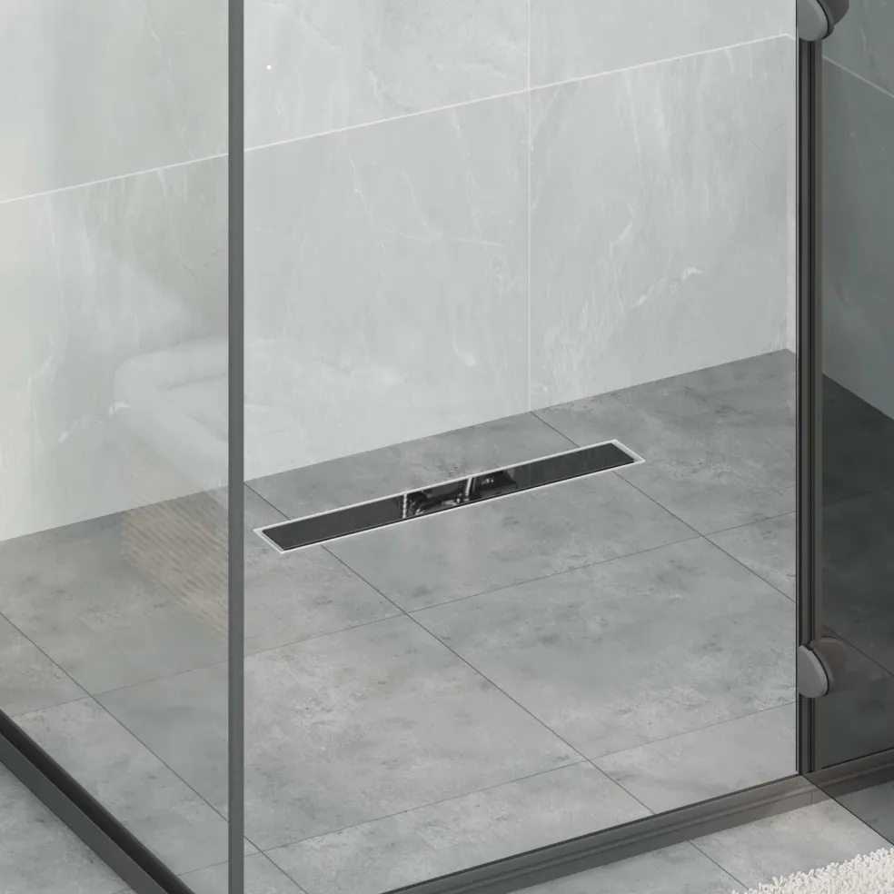 vidaXL Doucheafvoer Glasdeksel met 360° Sifon Zwart 50 cm