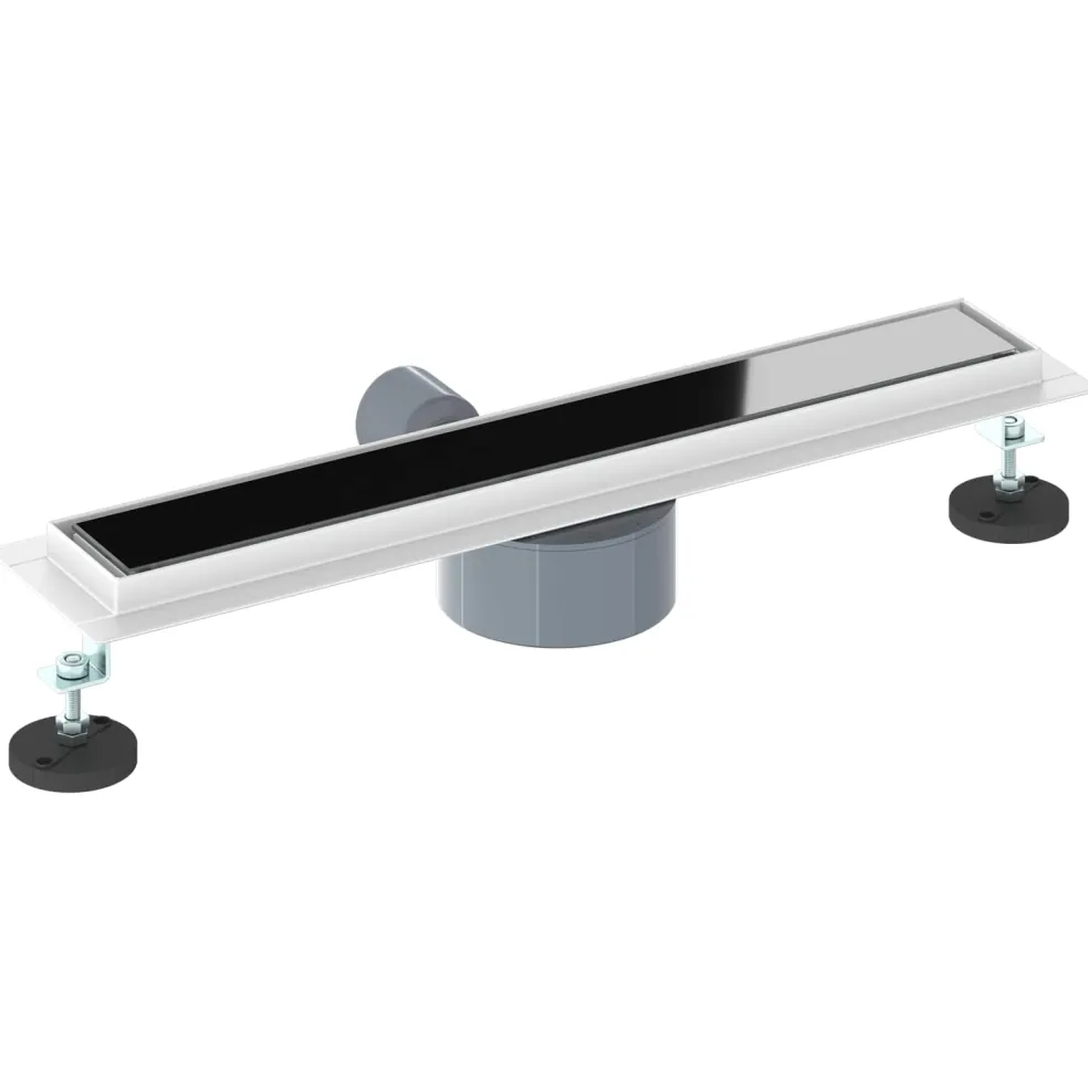 vidaXL Doucheafvoer Glasdeksel met 360° Sifon Zwart 50 cm