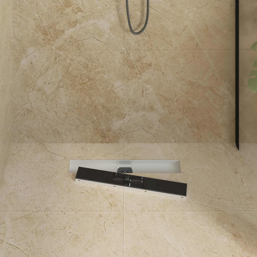 vidaXL Doucheafvoer Glasdeksel met 360° Sifon Zwart 50 cm