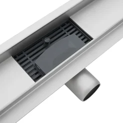 vidaXL Doucheafvoer met Glazen Deksel Zwart 50 cm Roestvrij staal 304