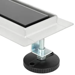 vidaXL Doucheafvoer met Glazen Deksel Zwart 50 cm Roestvrij staal 304