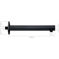 vidaXL Douchearm vierkant 30 cm roestvrij staal 201 zwart