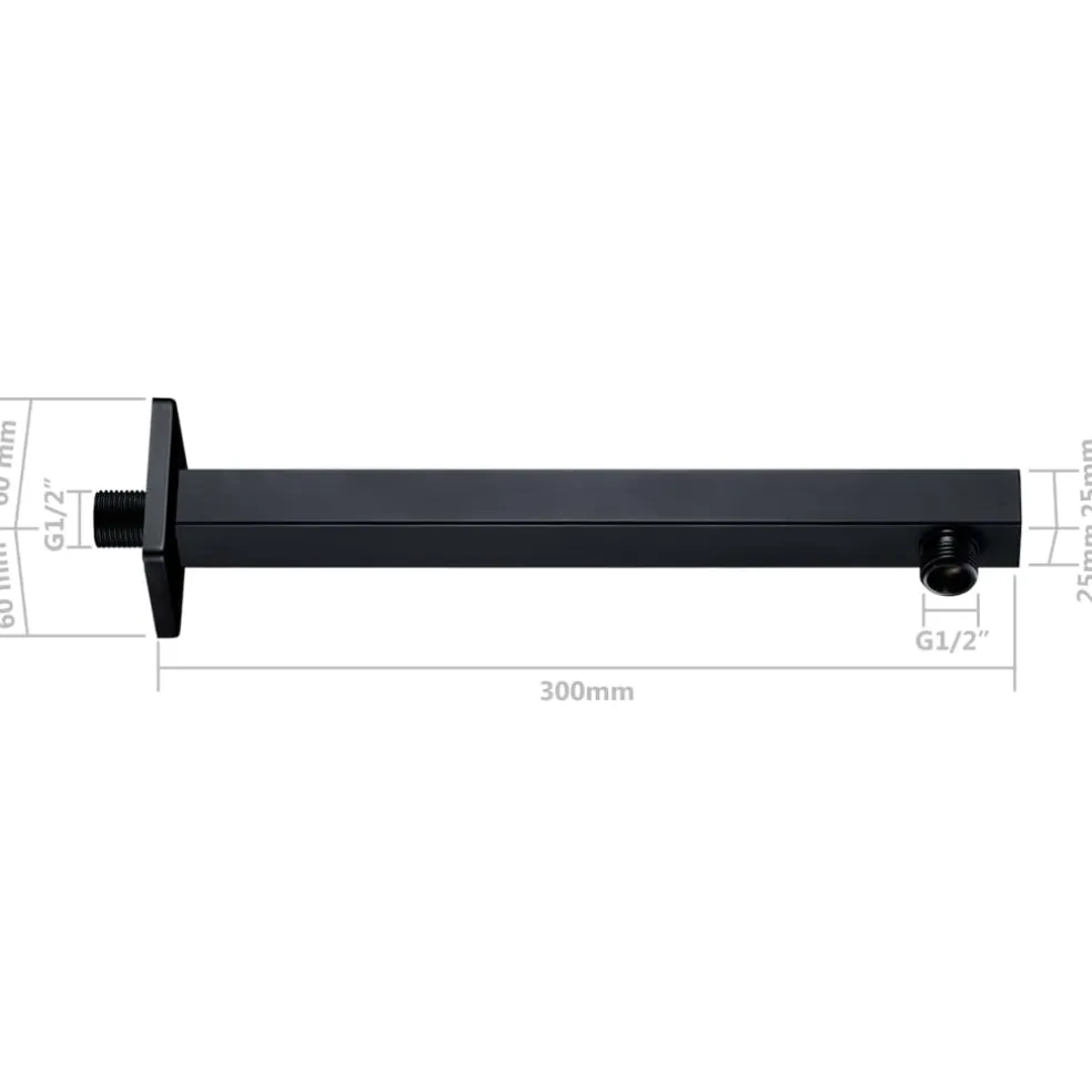 vidaXL Douchearm vierkant 30 cm roestvrij staal 201 zwart