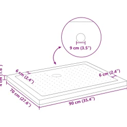 vidaXL Douche Basis Tray met Dots 90 x 70 x 4 cm ABS Zwart