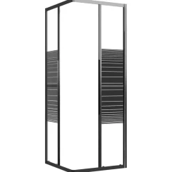 vidaXL Douchecabine strepen 80x80x180 cm ESG zwart