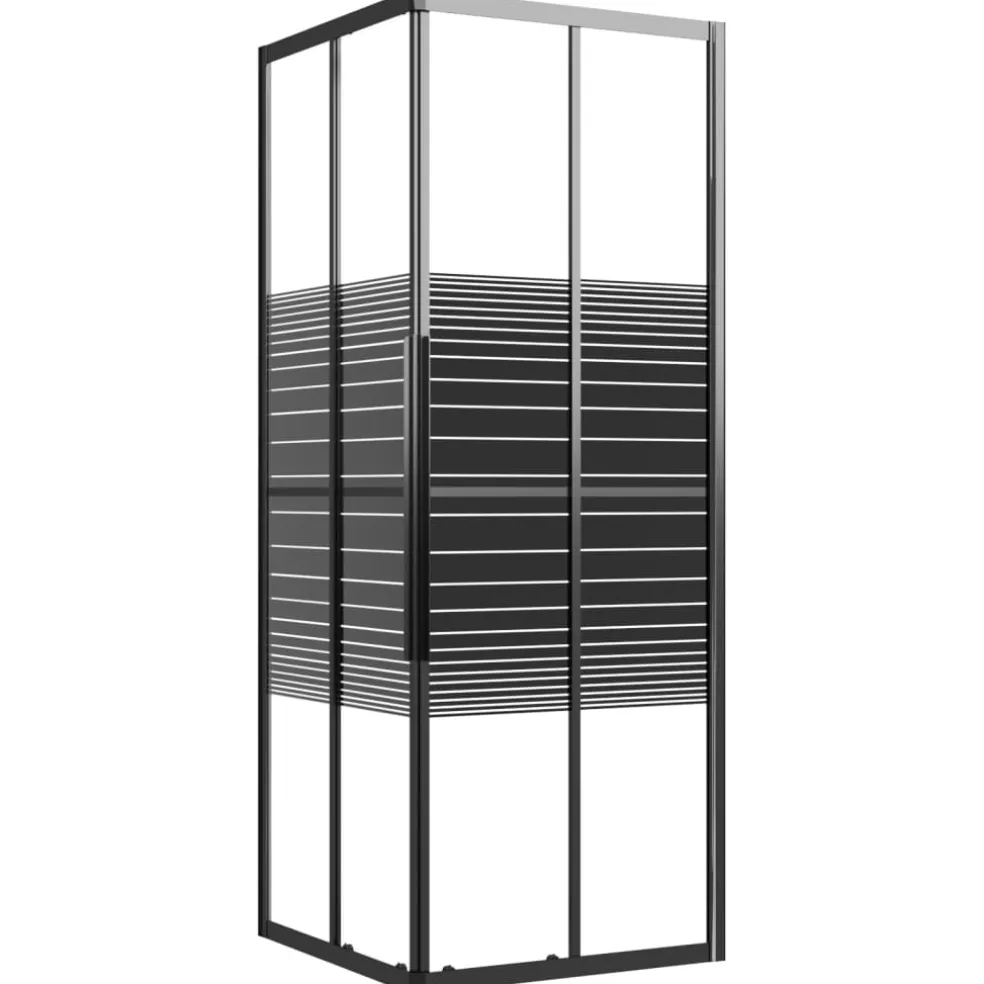 vidaXL Douchecabine strepen 80x80x180 cm ESG zwart