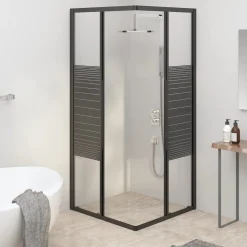 vidaXL Douchecabine strepen 80x80x180 cm ESG zwart